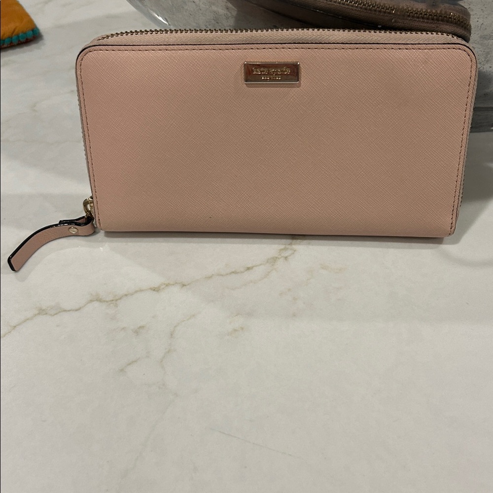 Kate Spade Neda Newbury Lane Saffiano Leather Zip Around Wallet Dusty Pink